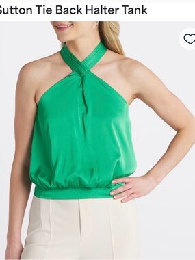 Green Halter Tie-Back Tank